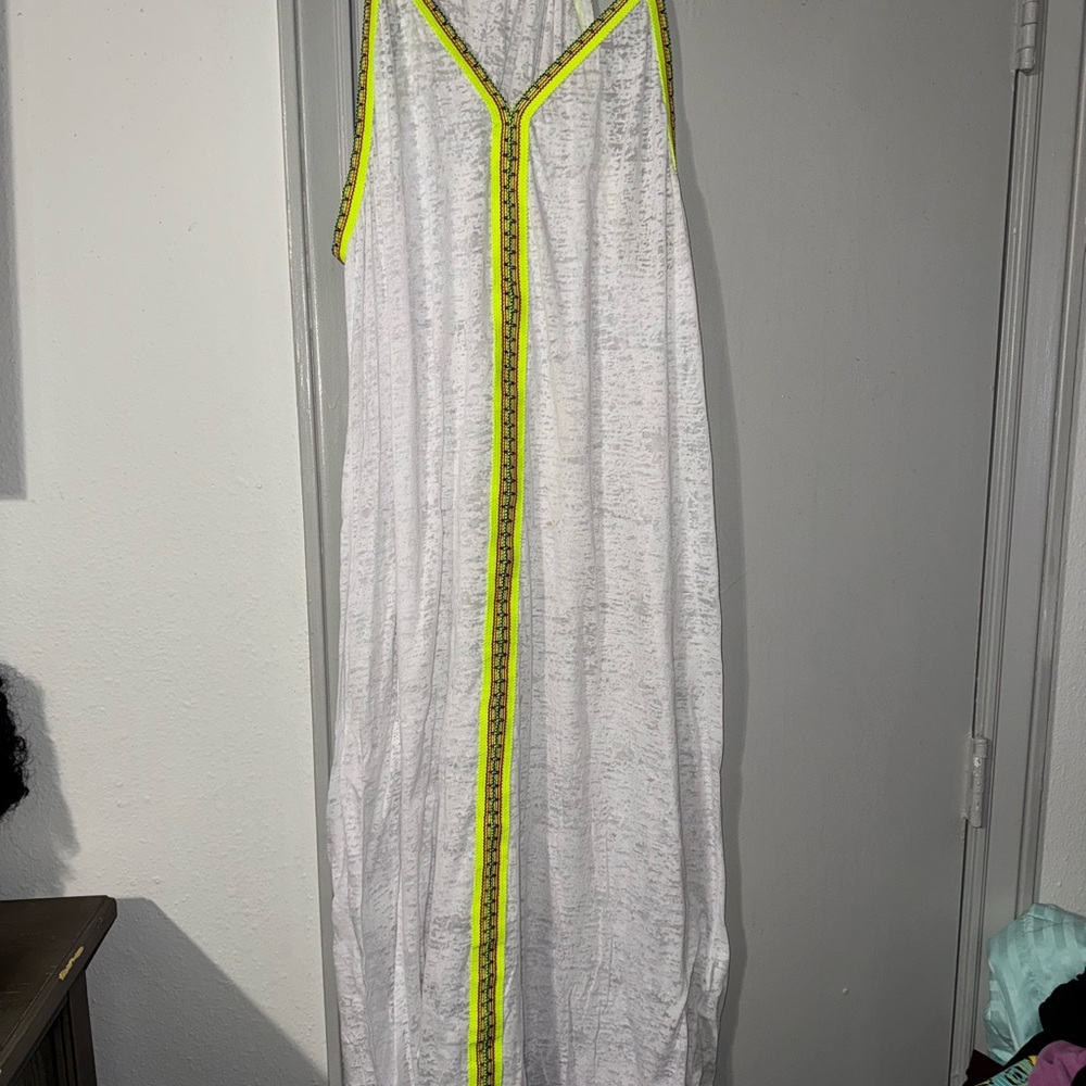 White and Yellow Women's Swim Coverup